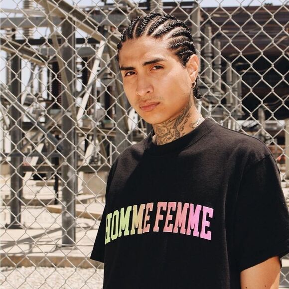 HOMME FEMME Homme+Femme Rainbow Black Short Sleeve Crew neck T-Shirt - Picture 3 of 12